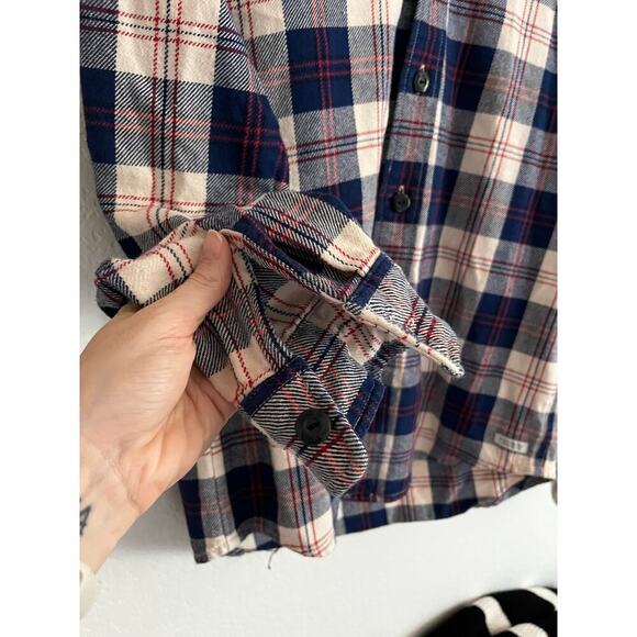 Scotch & Soda Thick Cotton Flannel Button Down Shirt Plaid Blue Small - Picture 6 of 9